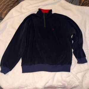 Polo Ralph Lauren Men’s Navy Quarter Zip Half Zip Fleece Pullover L 90s/2000s